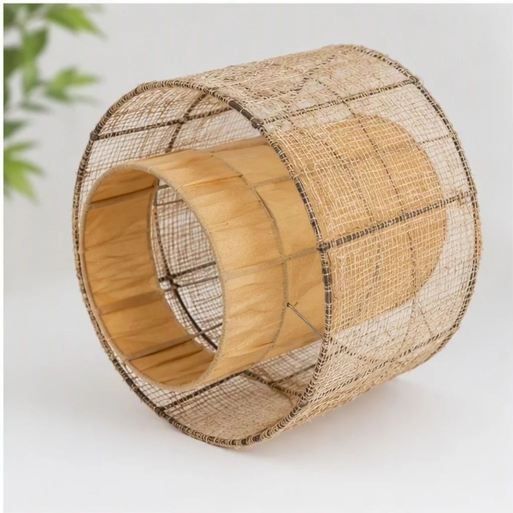 Woven Desk Lamp Shade Replacement – Rustic Boho Modern Small Lamp Cover for Dining Table Light Decor