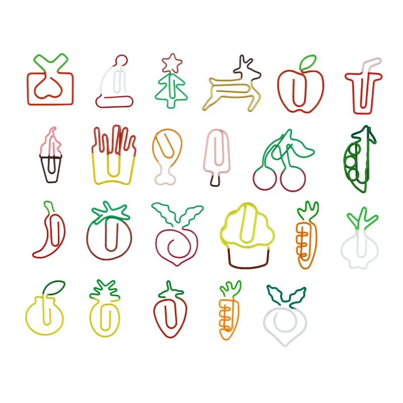 5pcs Assorted Fruits and Vegetables Shape Paper Clips Funny Cute Paperclips Bookmarks Planner Clips for Fun Office Supplies