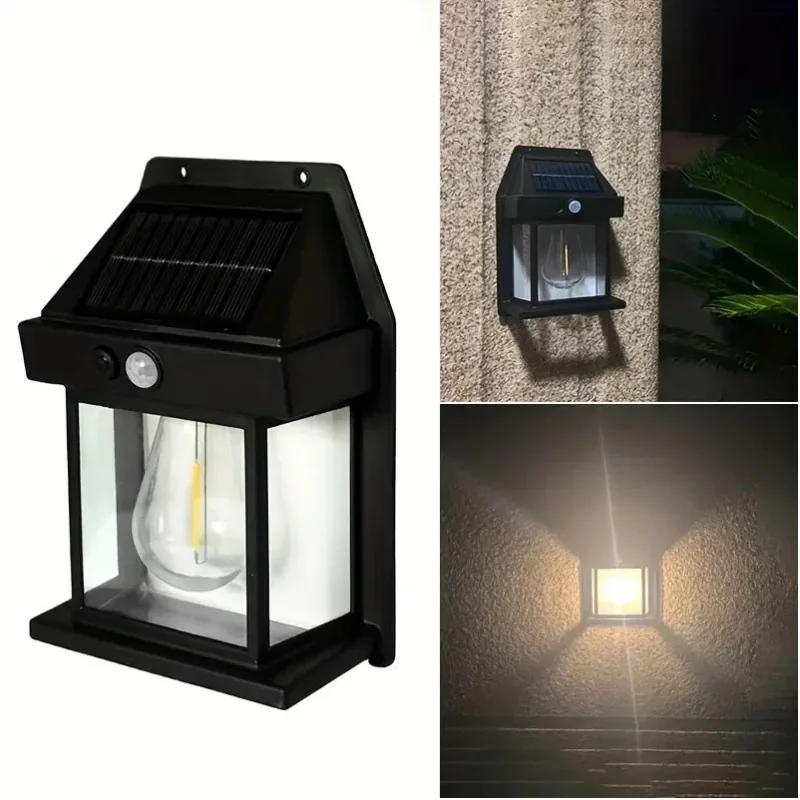 Imagem -03 - Solar Tungsten Night Lamp com Intelligent Motion Sensor Impermeável Wall Light Outdoor Light Pátio Decoração do Jardim Lanterna