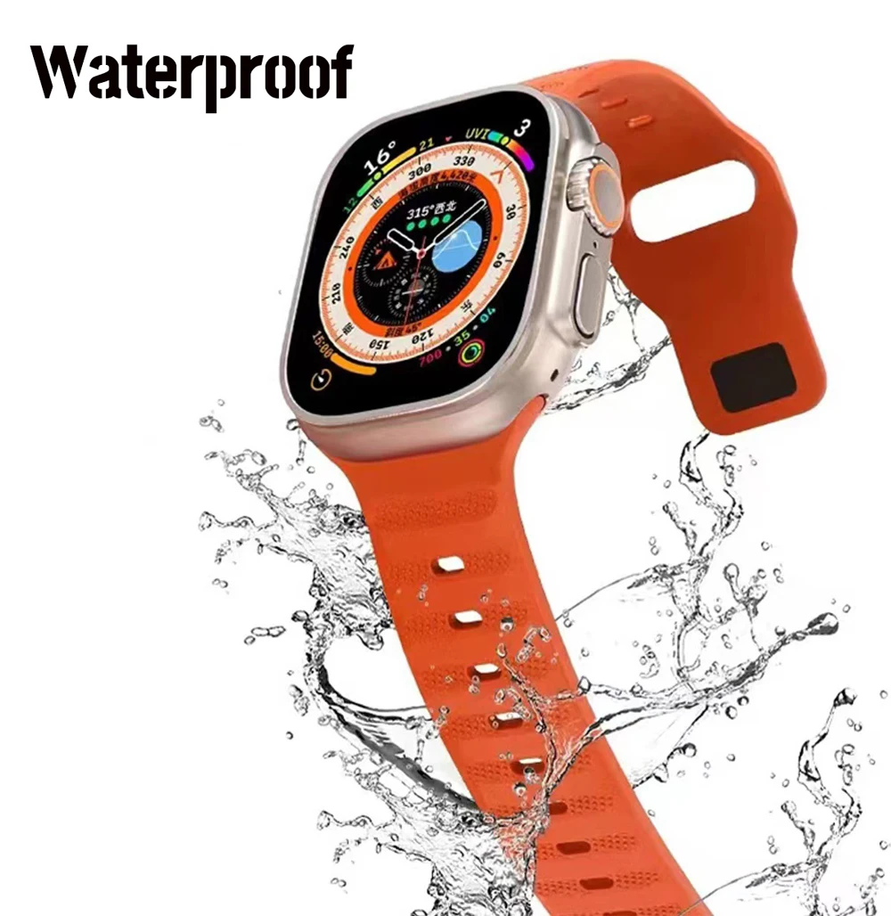 Fluororubber Band for Apple Watch Sport Strap Ultra 2 49/45/44/42mm Luxury Rubber Soft Strap Iwatch Ultra9 8 7 Se 6 5 Watchband