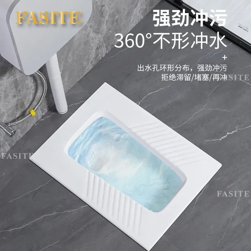 For Household Bathroom New Ceramic Deodorant Squatting Pan Toilet Water Tank Set Durable Sanitary Ware Easy to Clean