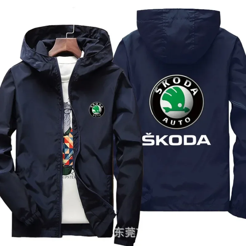 Veste de moto coupe-vent avec logo Skvocation, manteau de course à fermeture éclair, coupe-vent trempé à capuche, 2023