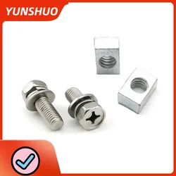 Stainless Steel Motorcycle Battery Terminal Bolts M5X10mm M5X12mm M6X12mm M6 x16mm Bolt Square Nut Kit Scooters