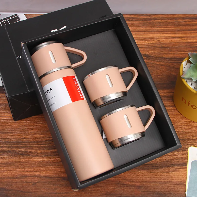 500ML 304 Stainless Steel Vacuum Insulated Bottle Gift Set Office Business Style Coffee Mug Thermos Bottle Portable Flask Carafe