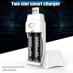 2 Slots USB Battery Charger For AA / AAA Batteries 1.2V Universal Rechargeable Ni-MH Ni-CD Battery Charge Adapter Charging Tools