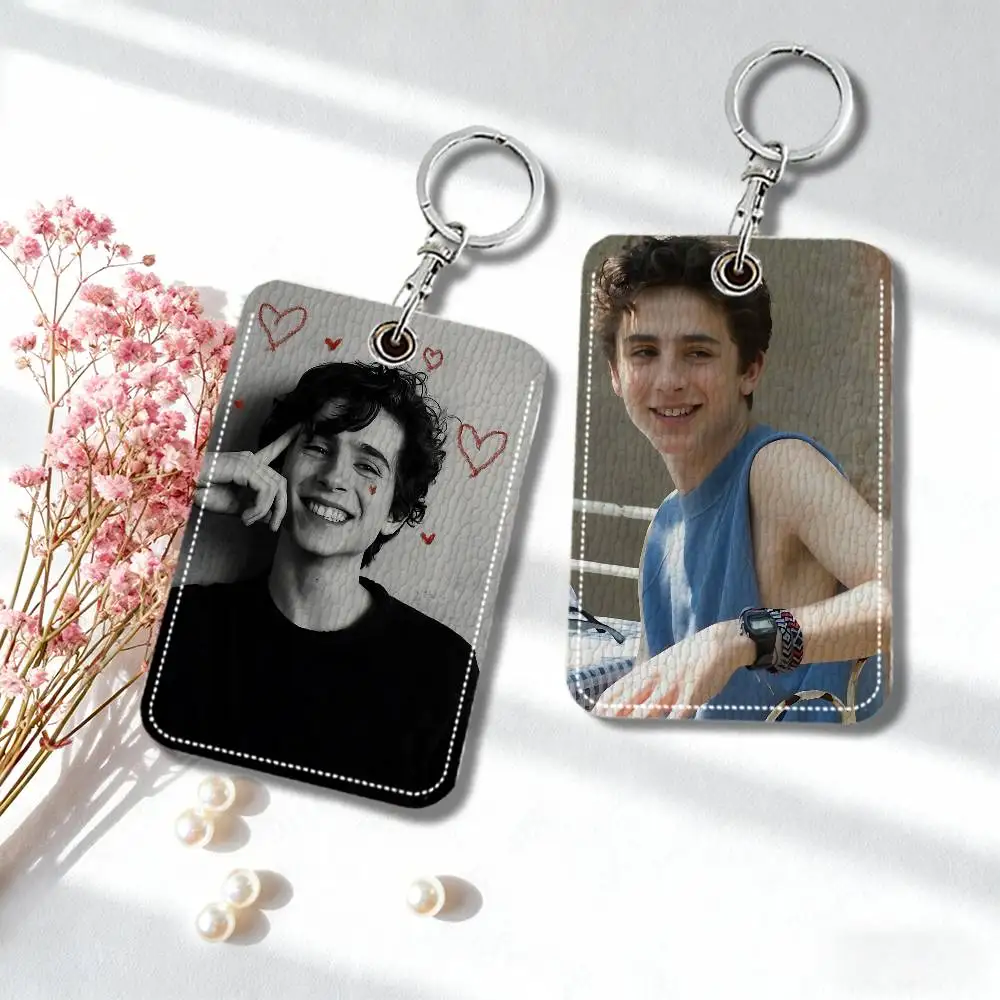 Porte-cartes en cuir T-Timothee C-Chalamet, boîte de rangement pour cartes, porte-clés, porte-badge, porte-carte d'identité, porte-clés