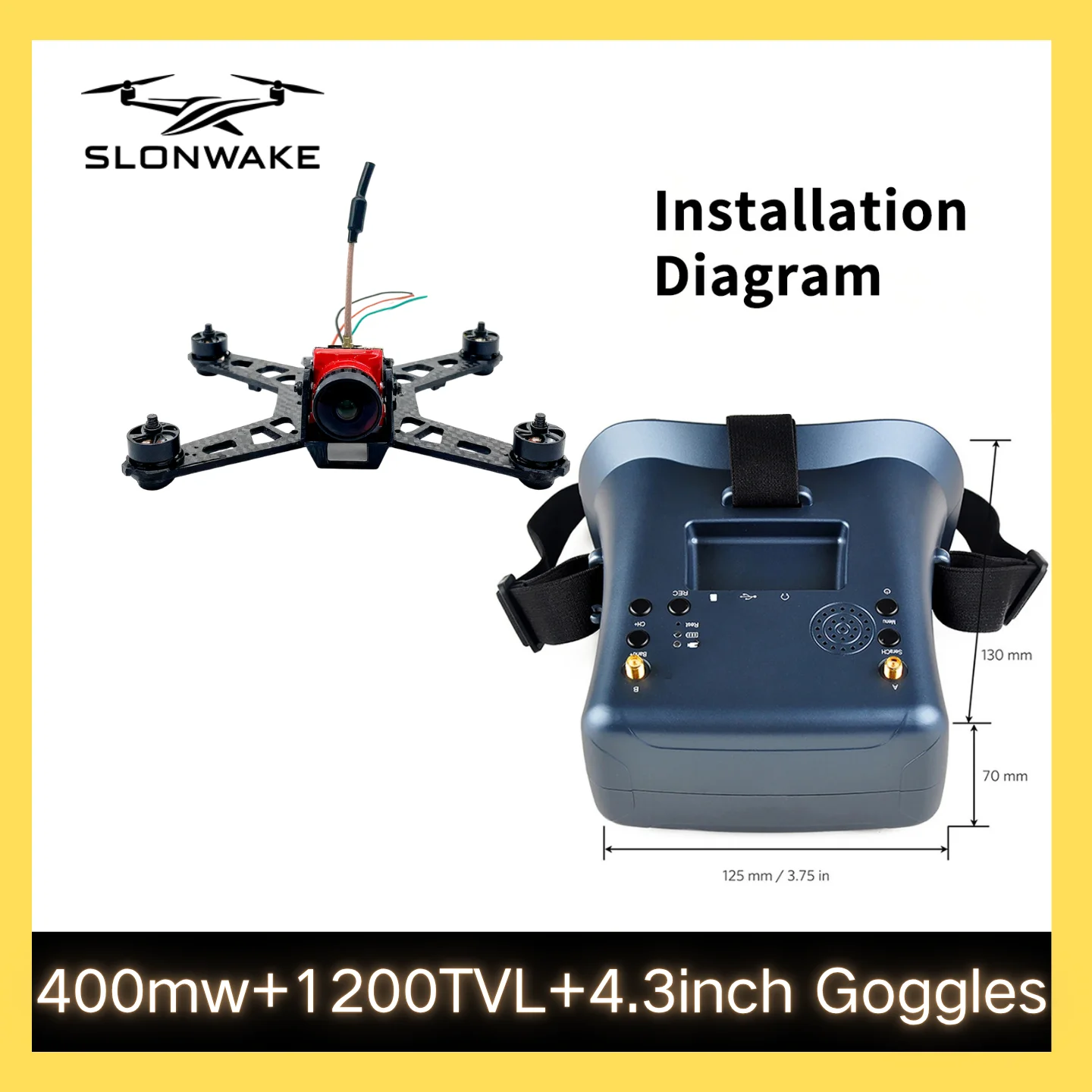 Ready to use 5.8G 48CH FPV VR Goggles 4.3inch Monitor with 400mW VTX Transmitter and CMOS 1200TVL FPV Camera for RC Playing Part