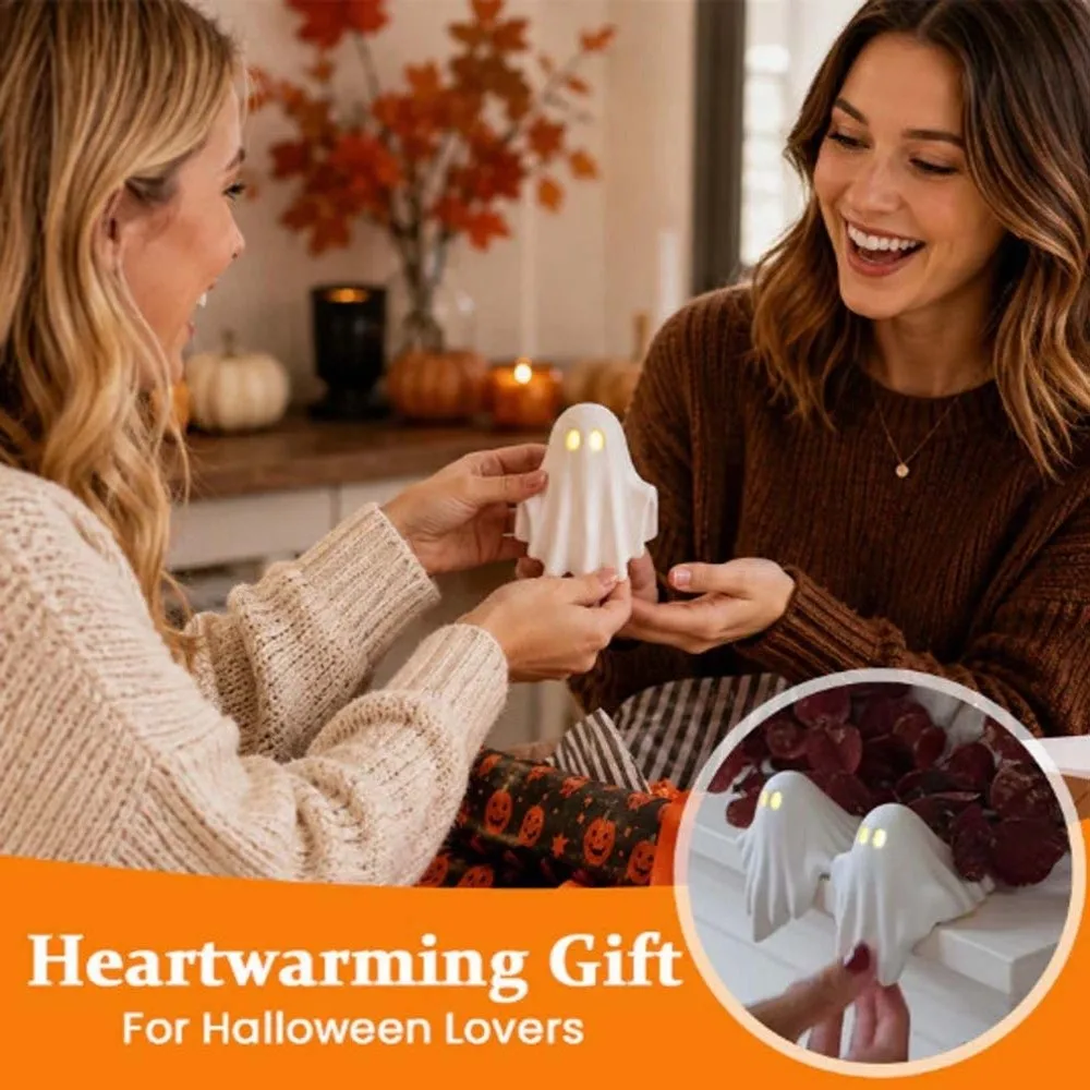 Warm White Ghost Table Decor Compact Size Matte Finish Halloween LED Light Lightweight Energy-saving LED Miniature Nightlight