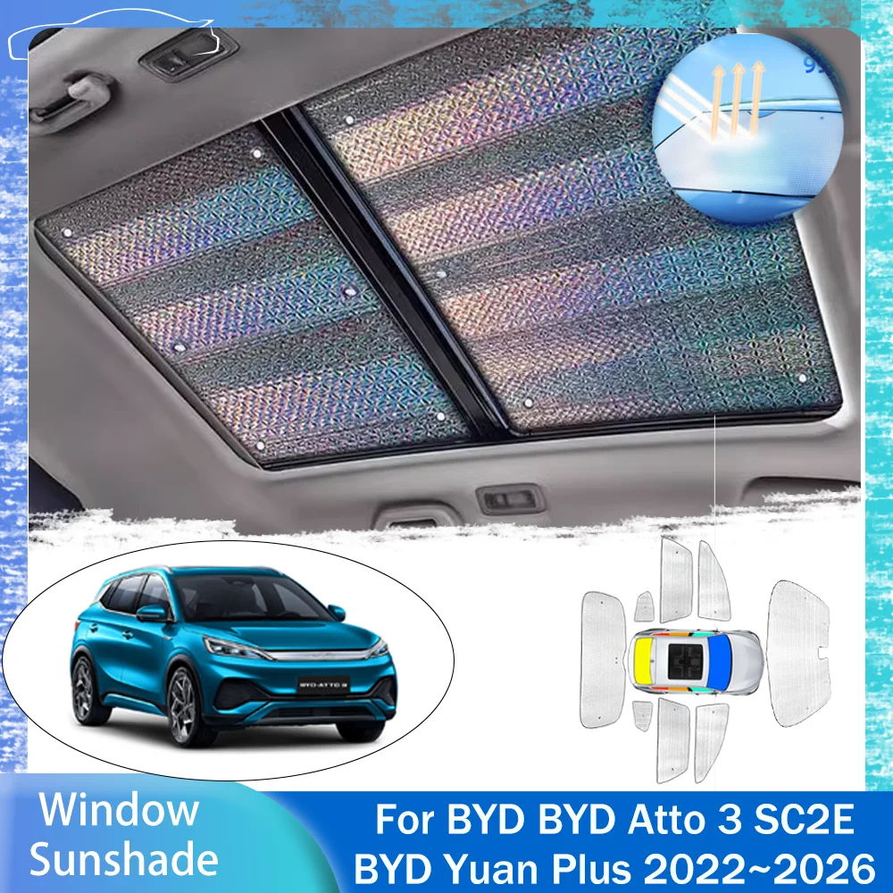 

Для BYD Atto 3 Yuan Plus 2021 ~ 2026 2022 2023 2024 2025 солнцезащитный козырек в świetlik, боковое окно автомобиля, анти-УФ-защита от солнца на лобовое стекло, аксессуары для зонтиков