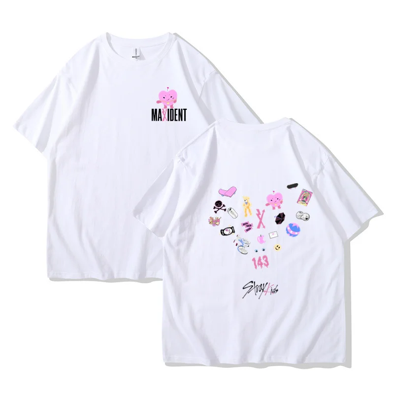 Hot Stray Kids Maxident T-Shirt Women Men Summer Casual Kpop Short Sleeve T-Shirt Men\'s T-shirts Couple T-shirts