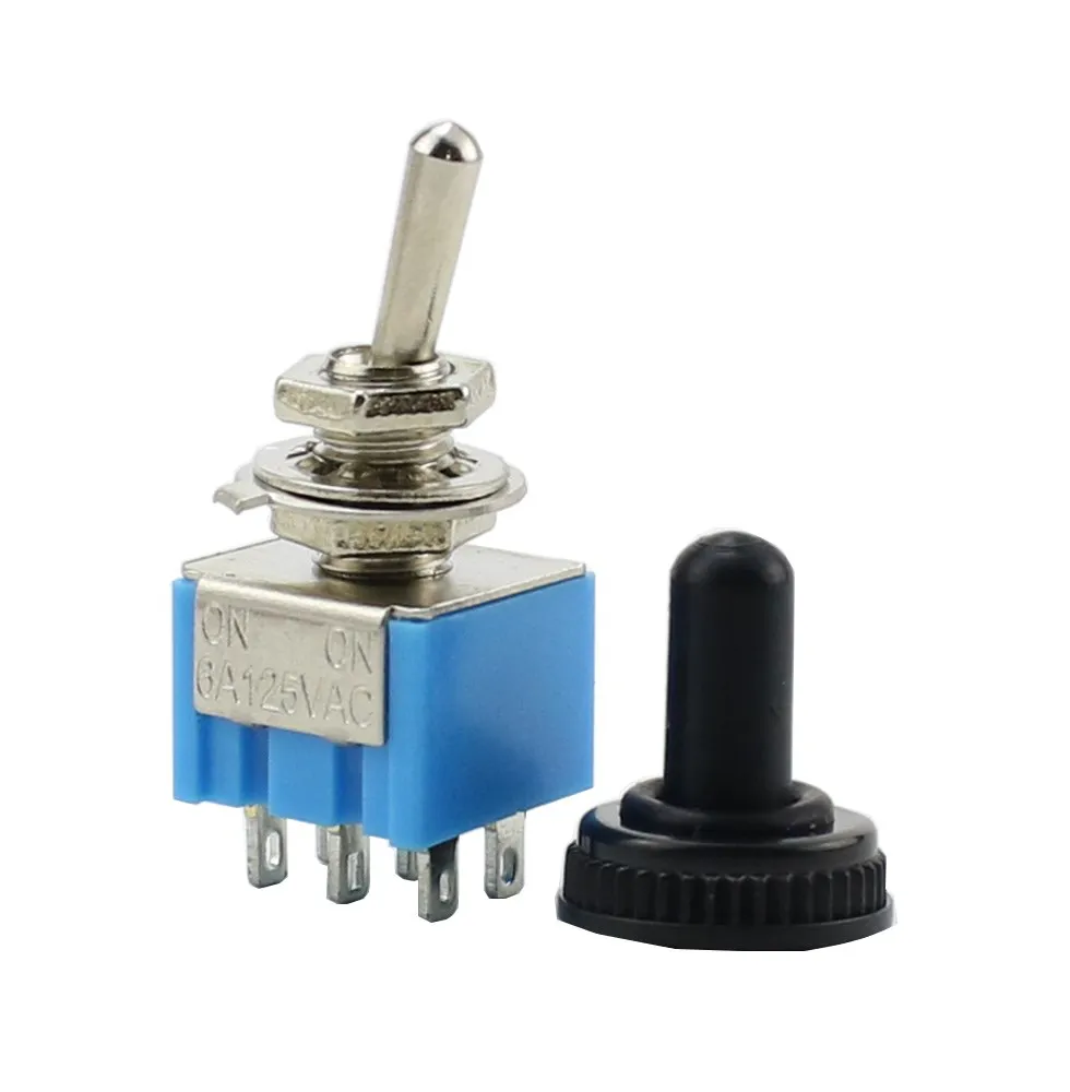 6A 125VAC Mini 6mm Toggle Switch MTS 102 103 202 203 302 303 402 403 on off SPDT DPDT on off on 3PDT Switch with Waterproof Cap