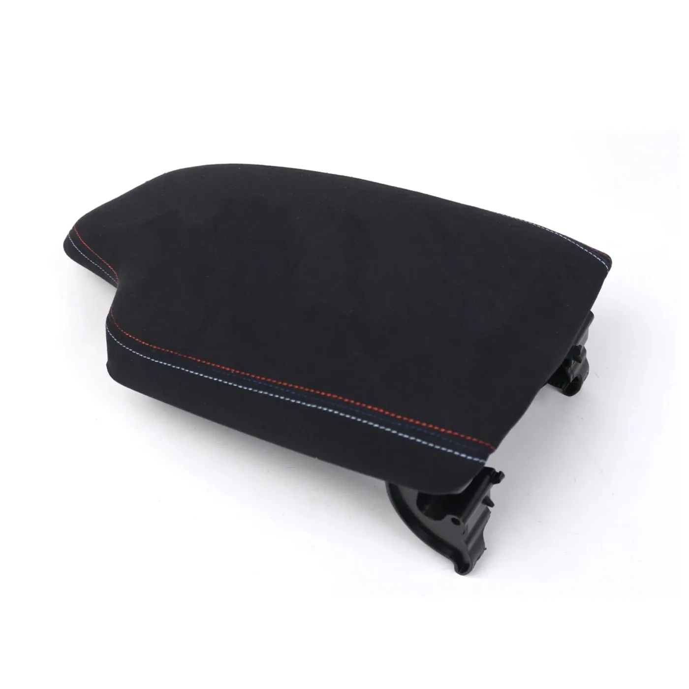 For BMW 3 Series F30 2013-2019 LHD Car Black Quality Suede Leather Interior Center Box Console Armrest Cover Lid Tricolor line