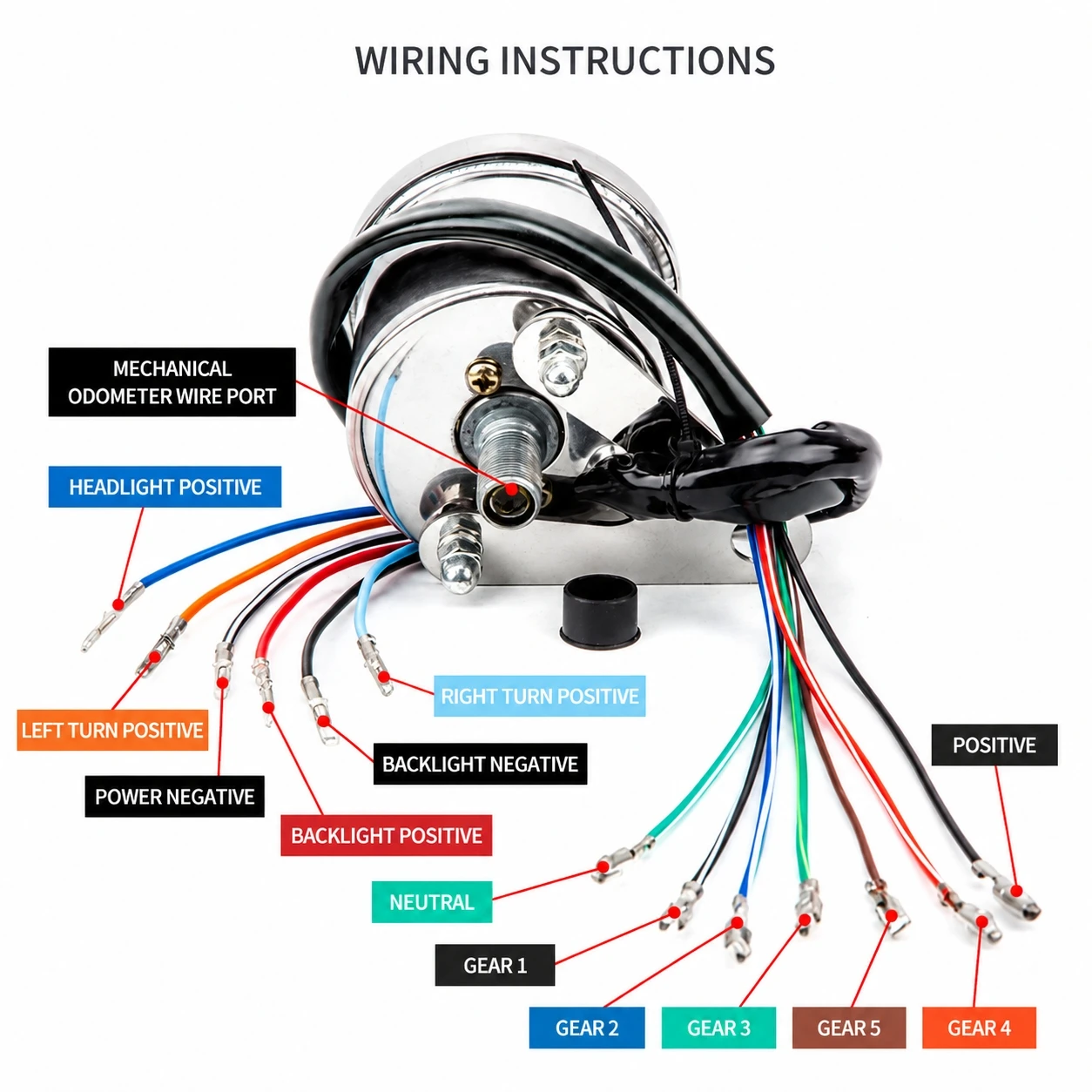 Retro Motorcycle Round Speedometer Odometer 12V LED Backlight Gear Indicator 0‑160km/h Instrument Gauge for CG125 Harley Custom