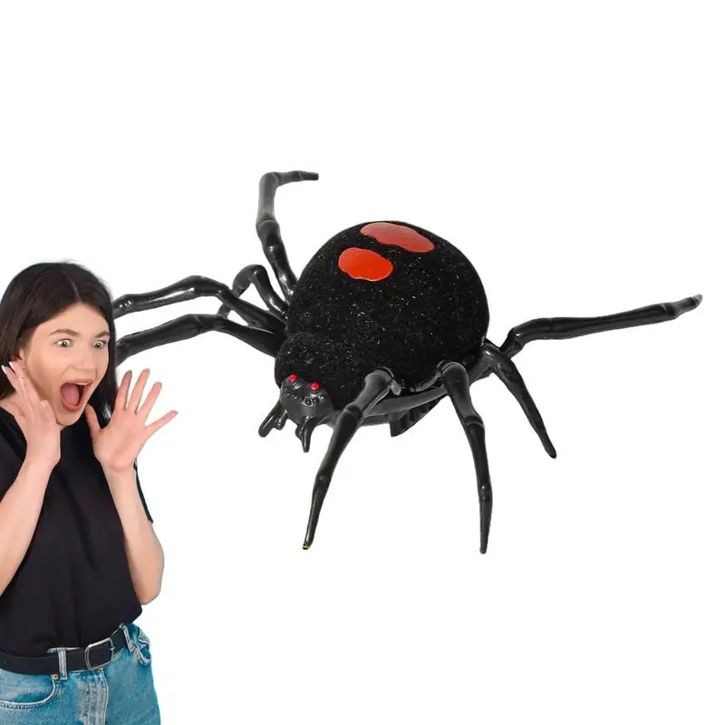 Crawling Black Spider Prank Fake Black Spider Simulation Toy Indoor Bored Cat Companion Adults And Kids Gag Joke Solution For