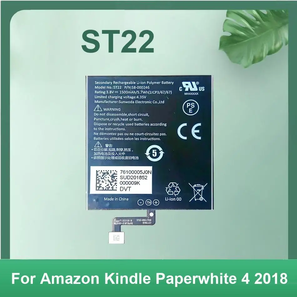 Durable Replacement Tablet Battery ST22 For Amazon Kindle Paperwhite 4 2018 1500Mah
