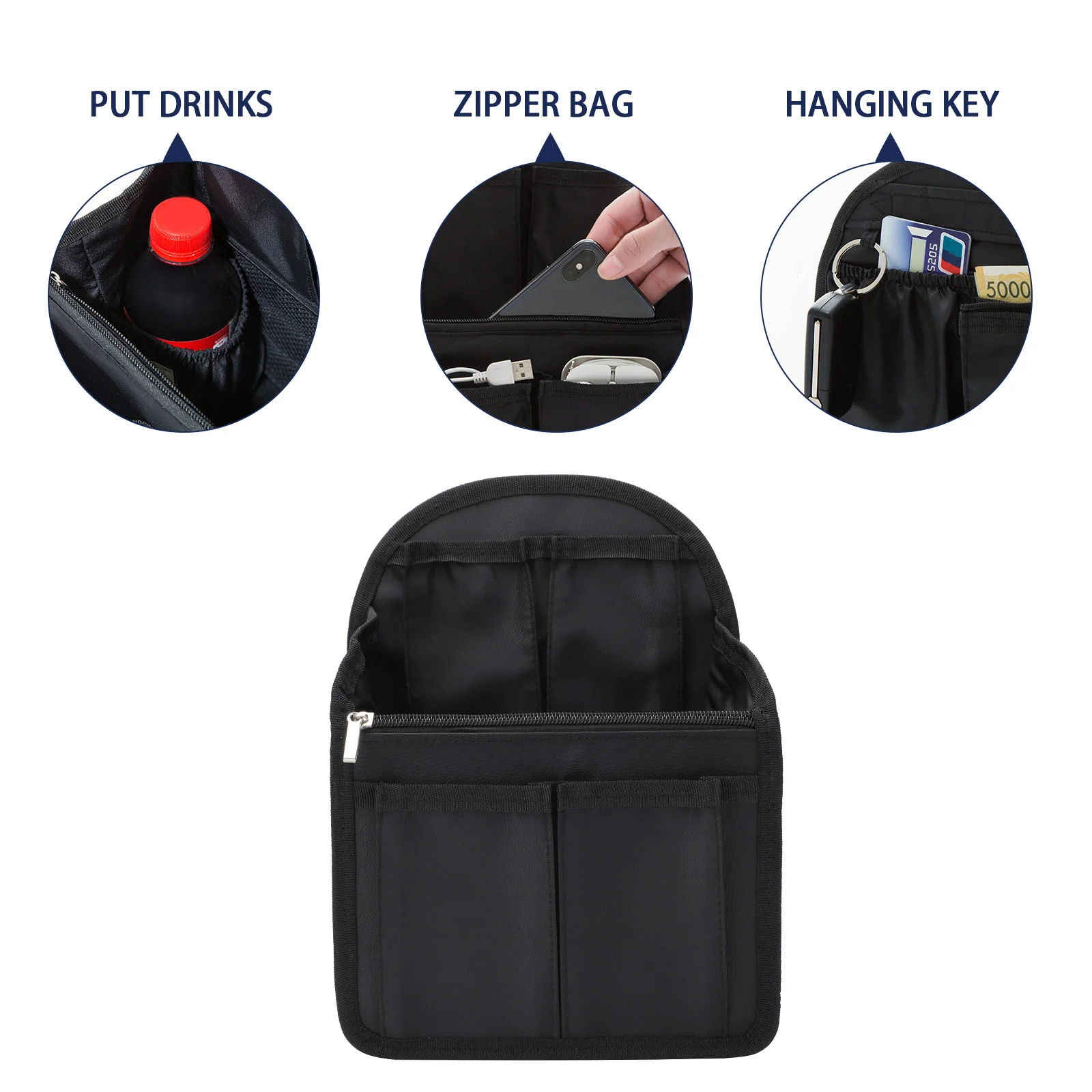 Sac à Dos Portable de Grande Capacité, Rangement Simple, Style Coréen, Fourre-Tout Noir, Conteneur Moyen