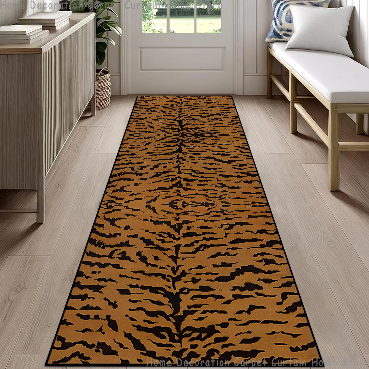 Vintage Animal Print Carpet Zebra Tiger Pattern Hallway Decor Runner Long Rug Non-slip Entrance Washable Easy Clean Floor Mats