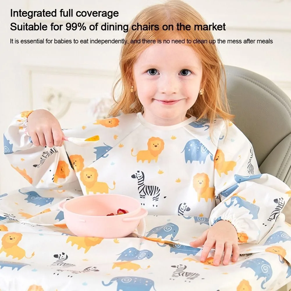 

Милый водонепроницаемый нагрудник с длинными рукавами, дышащий, легко моющийся, многоразовый нагрудник с мультяшным рисунком, унисекс, для кормления