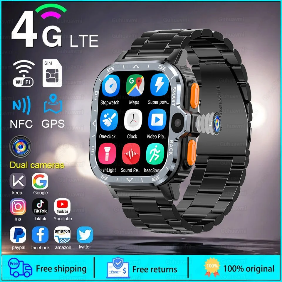 2024 New GPS Smartwatch Man Woman HD Camera 2G 4G SIM Card 64GB 16GB RAM NFC WiFi Waterproof Google Play Heart Rate Smart Watch