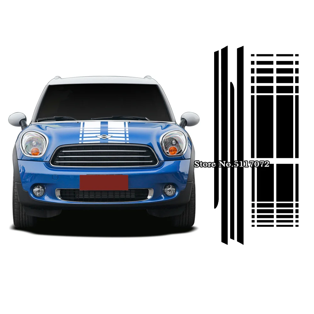 

Car Hood Trunk Rear Side Skirt Racing Stripe Body Kit Decal Car Stickers For Mini Countryman R60 2013-2016 Accessories