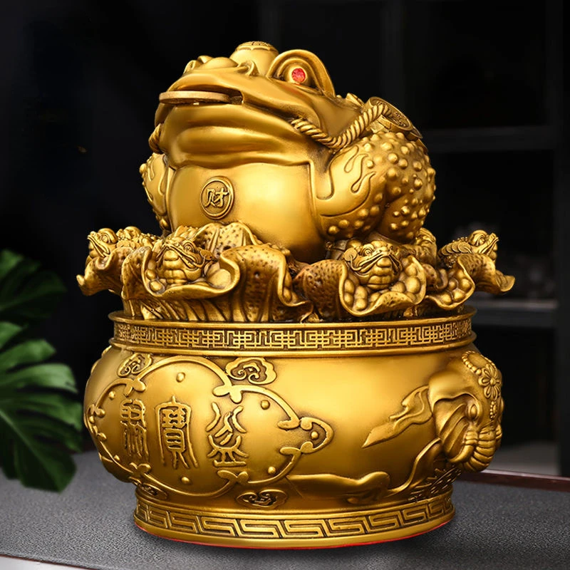 

Wealth All Copper Golden Toad Ornament Three Legged Golden Toad Treasure Bowl Hundred Wealth Golden Toad Home Living Ornaments