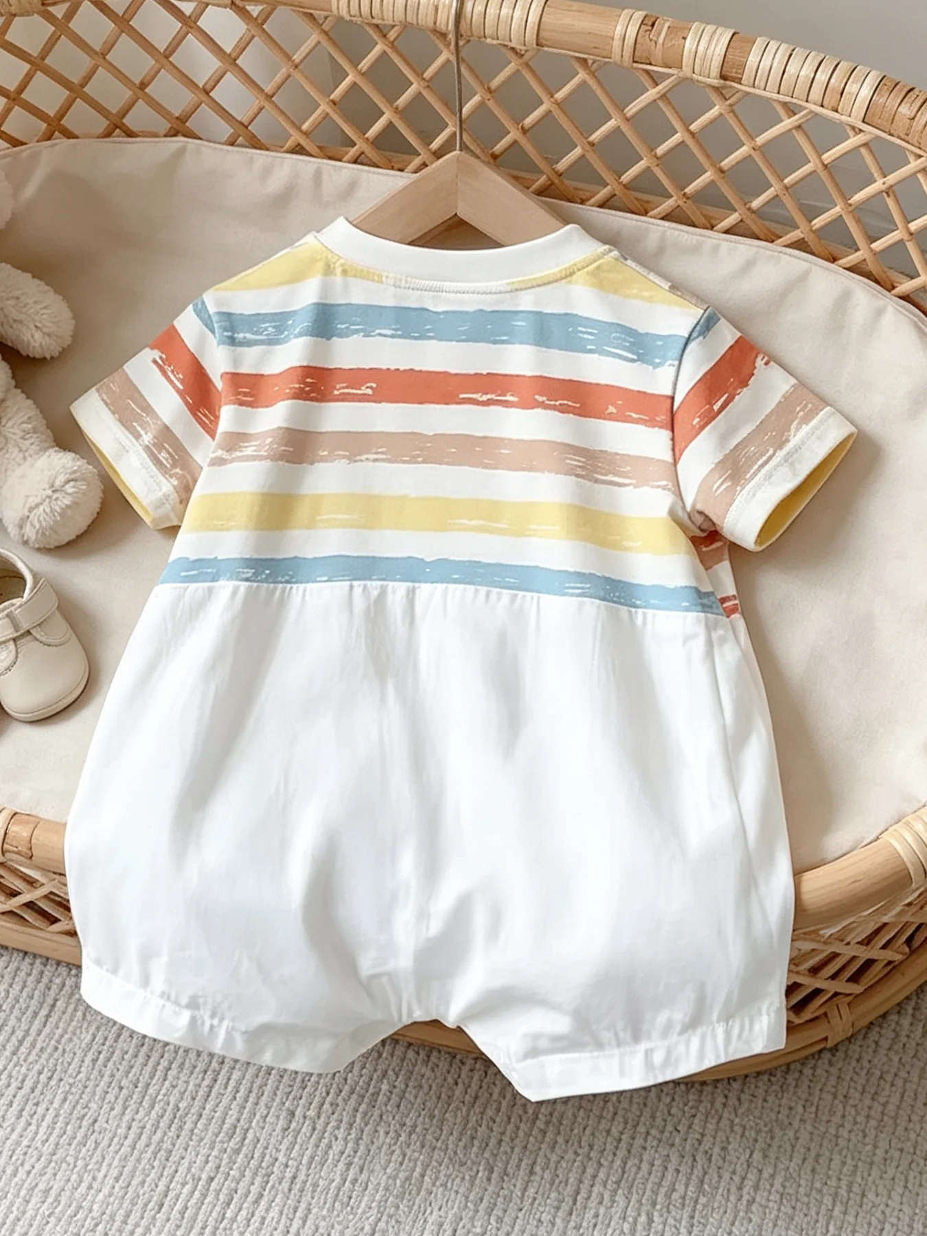 Baby Girl Short-Sleeve Onesie with 3D Tomato Design—Fun Newborn Onesie for Infants and Toddlers, Summer Outfit