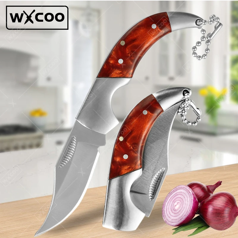 WXCOO Folding Knife Stainless Steel Fruit Peeling Vegetable Knives Portable Mini Knife Sharp Pocket Kitchen Accessories