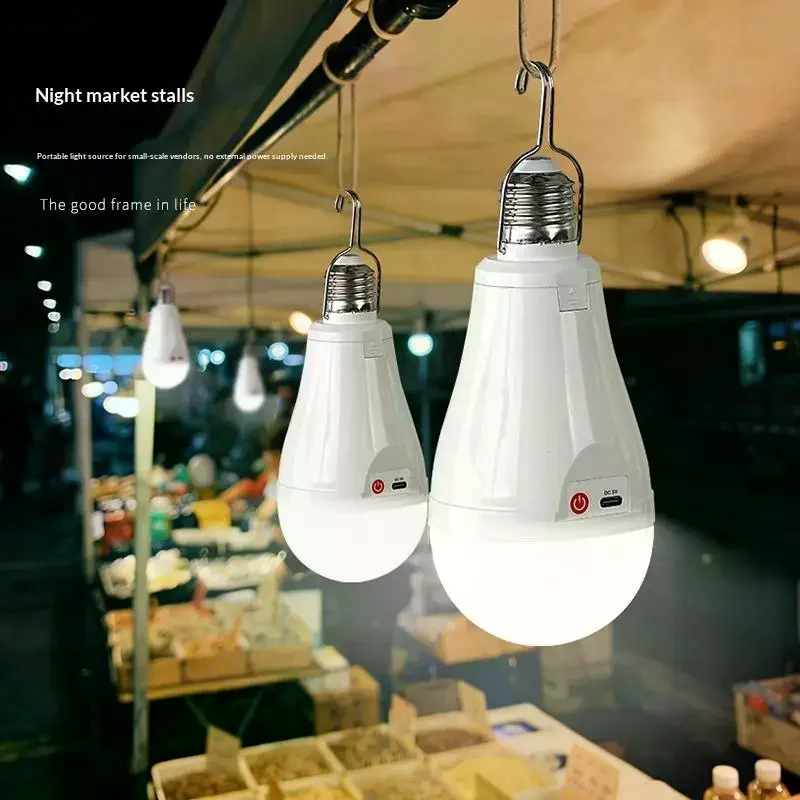 

1 Set 15/20W Battery Powered E27 LED Light Bulbs With Hook For Emergency Light USB Rechargeable Light Bulb
