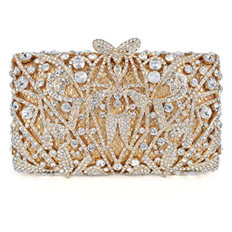 Luxury Crystal Clutch for Party and Wedding: Rhinestone-Embellished Evening Bag in Elegant Silver, Premium Acrylic Crystal, Spa