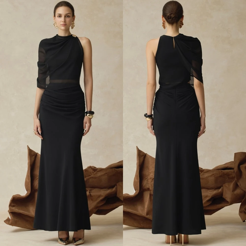 

Customized Graceful Chiffon Evening Dress Delicate One Shoulder Celebrity Gowns Temperament Mermaid Special Occasion Gowns