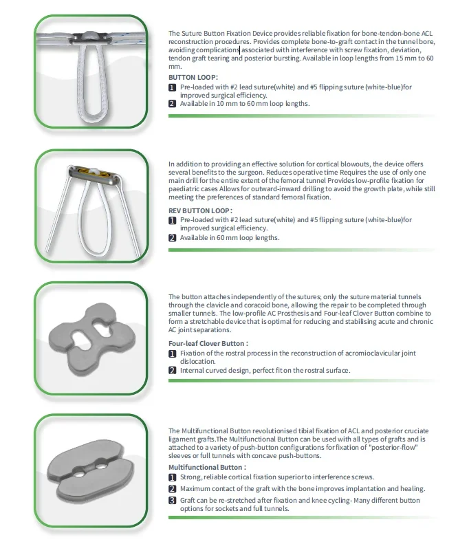 UND TECH Hohe Qualität für Knochensehnenknochen ACL Rekonstruktionsverfahren Knopfsystem