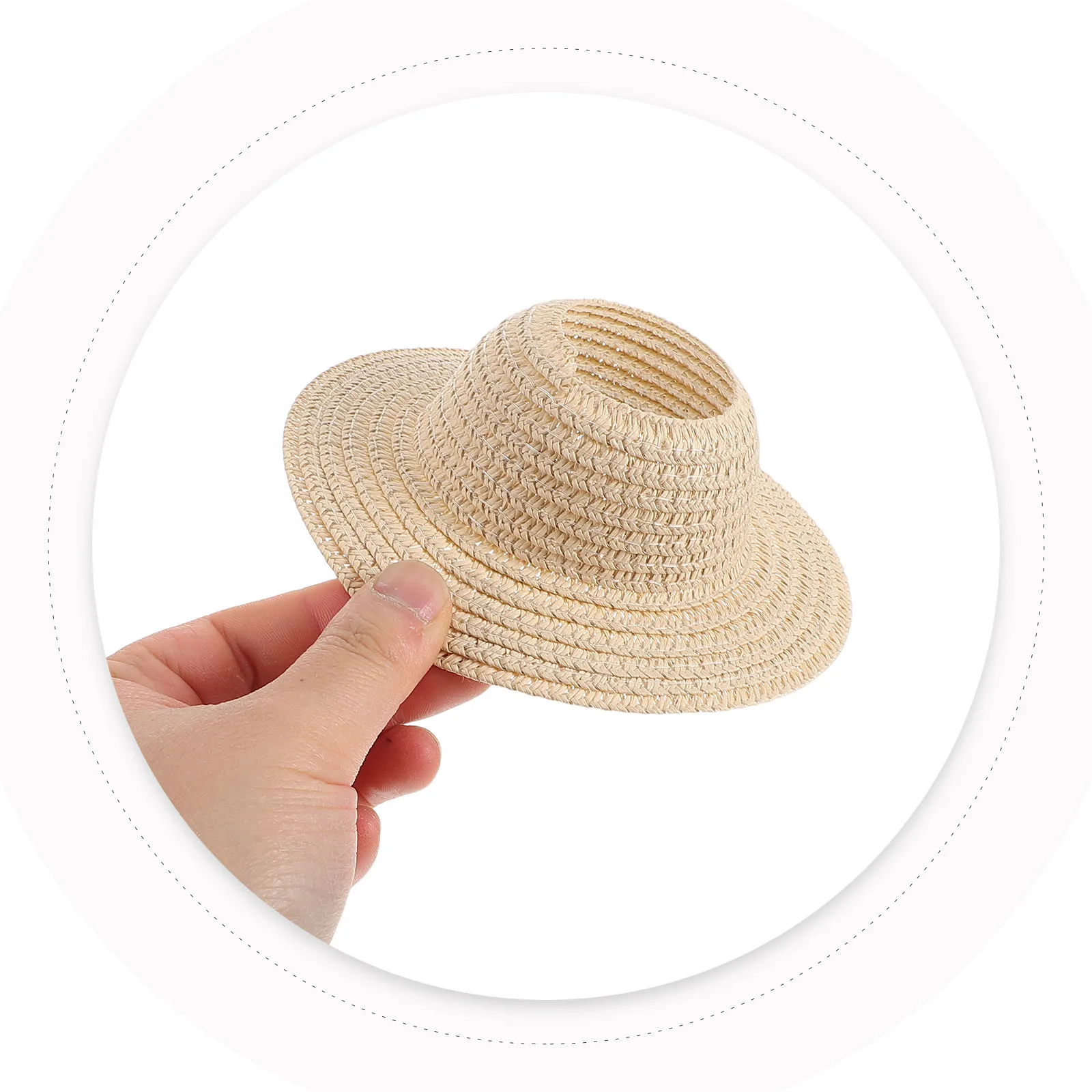 Small Straw Sun Hat 17Cm Wide Brim Hollow Lightweight Breathable Outdoor Summer Beach Cap Unique Woven Craft Decoration