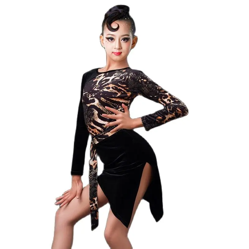 

Performance Clothing Latin Dance Top Skirt Competition Cos Ballroom Training Latin Dance Dress Children Girls Practice Clothes