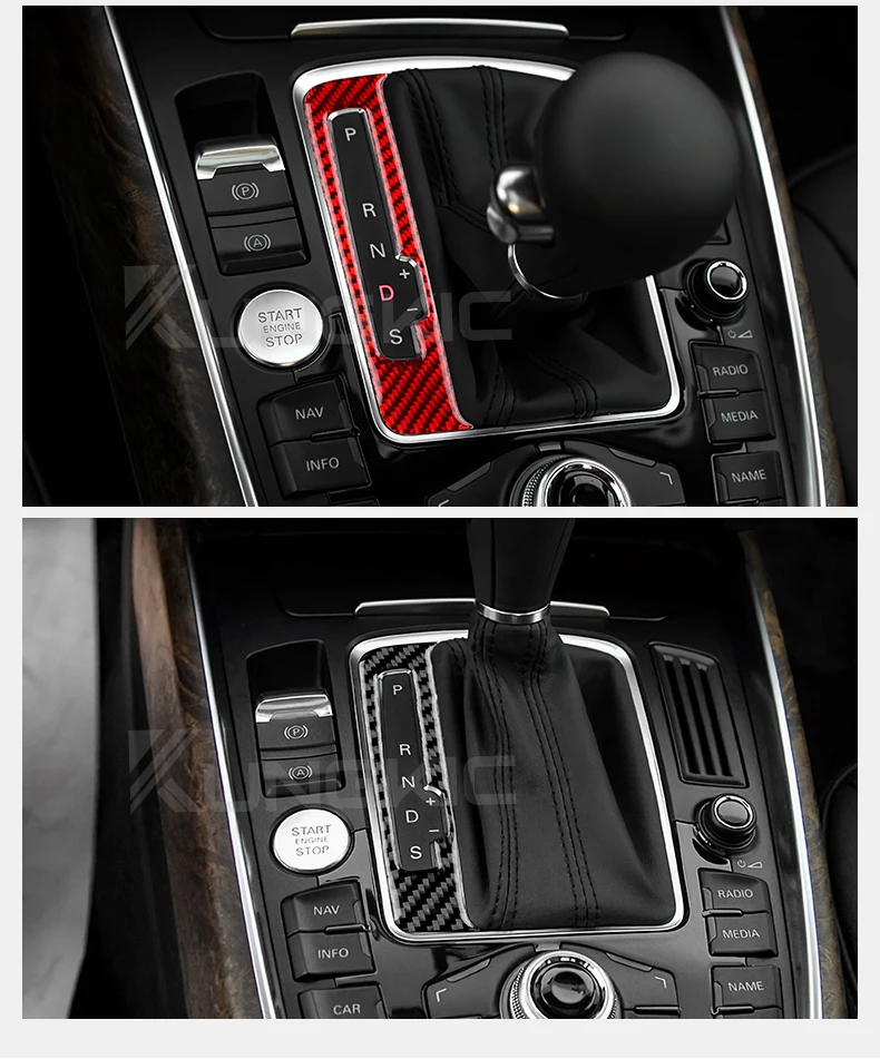 Echter, weicher Carbonfaser-Aufkleber für Audi A4 A5 Q5 2009 2010 2011 2012 2013 2014 2015 2016 Schaltpanelle, Innenraumzubehör – Detail 9