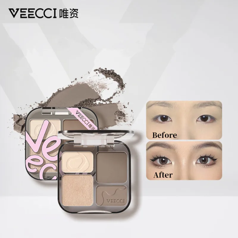 VEECCI Highlight & Contour Palette Natural Waterproof  Face Lasting Glow Brighten Shimmer Matte Powder  3D Nose Shadow