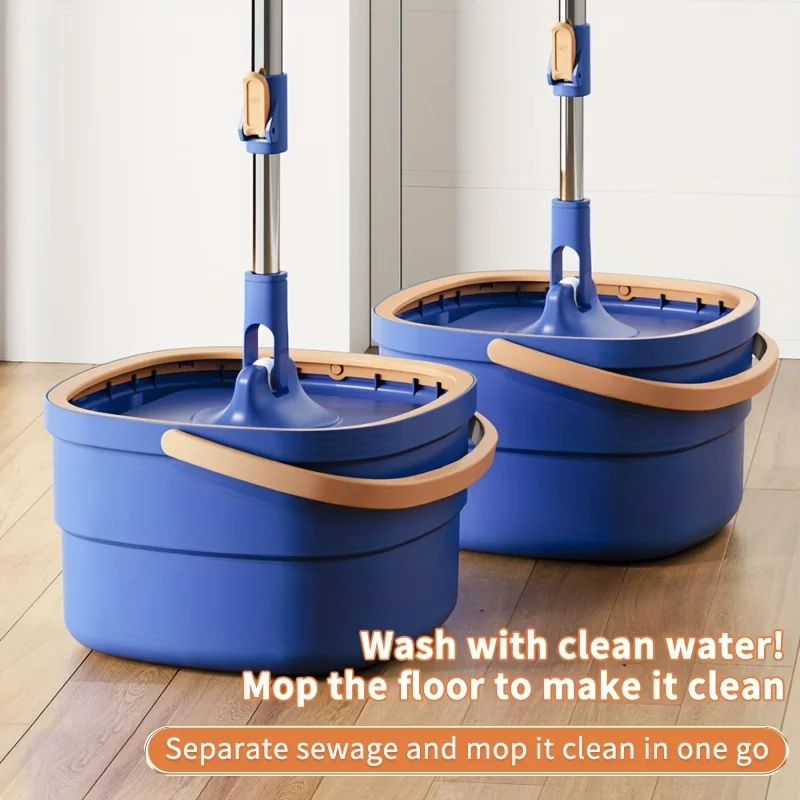 Sewage Separation Hands-free Wash Mop And Bucket Set,With Total 3 Mop Cloth,Household Rotating Floor Mop,Dust Removal Mop