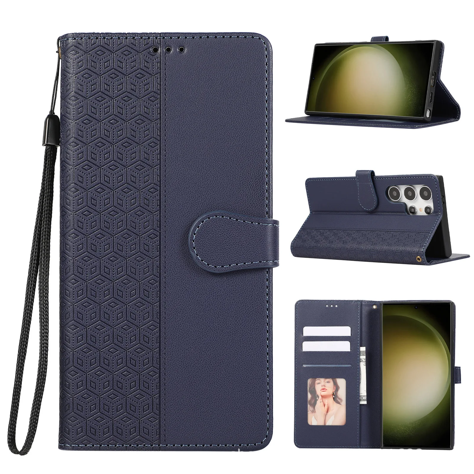 Magnetyczne etui z klapką i klipsem do Vivo V50 V40 Lite V40E V30 V30E V29 Pro V25 V25E, skórzane, z 3 przegródkami na karty, odporne na wstrząsy, z paskiem na nadgarstek i tylną osłoną.