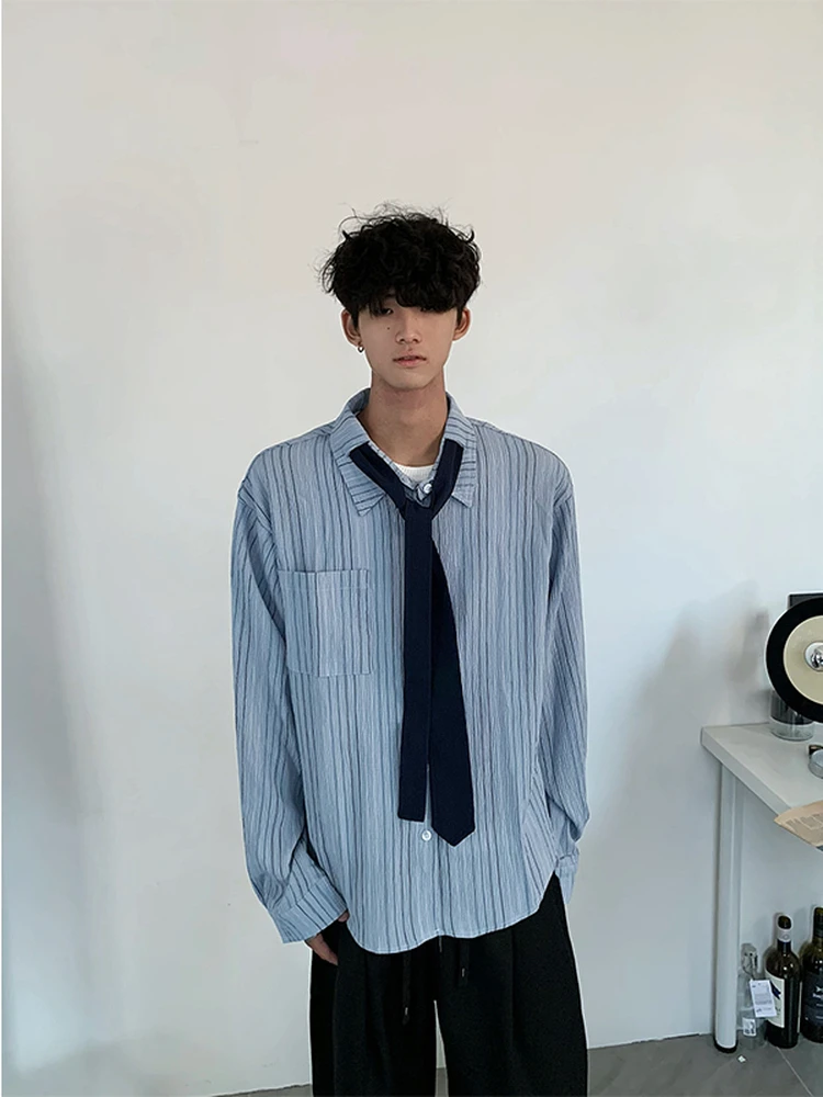 

Американский ретро длинный све irt Tie Design повседневный студенческий топ весна-лето из полиэфирного волокна свободного покроя мужской открытый кардиган