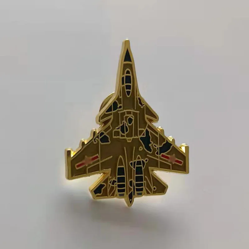 J-15 Fighter Jet Enamel Pin - Vintage Aircraft Badge - Airshow Collector's Gift for Military Fans - Naval Aviation Retro Brooch