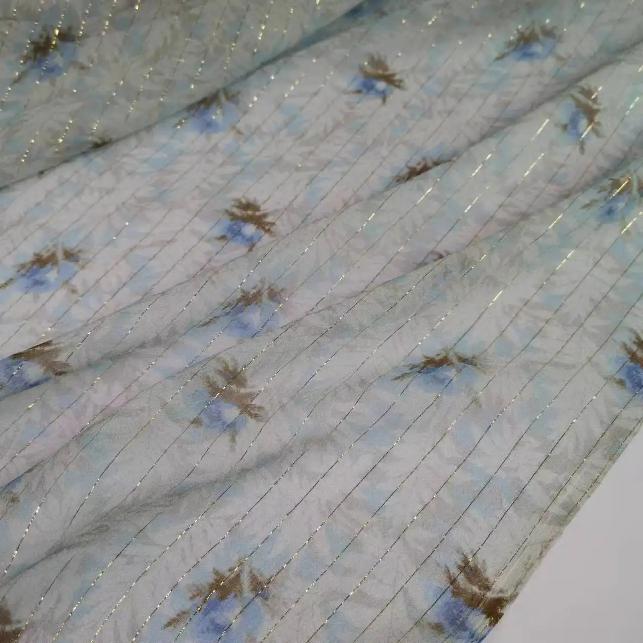 Floral Silk Fabric For Saree Sudan Toub Silk Metallic Shiny Lurex Fabric