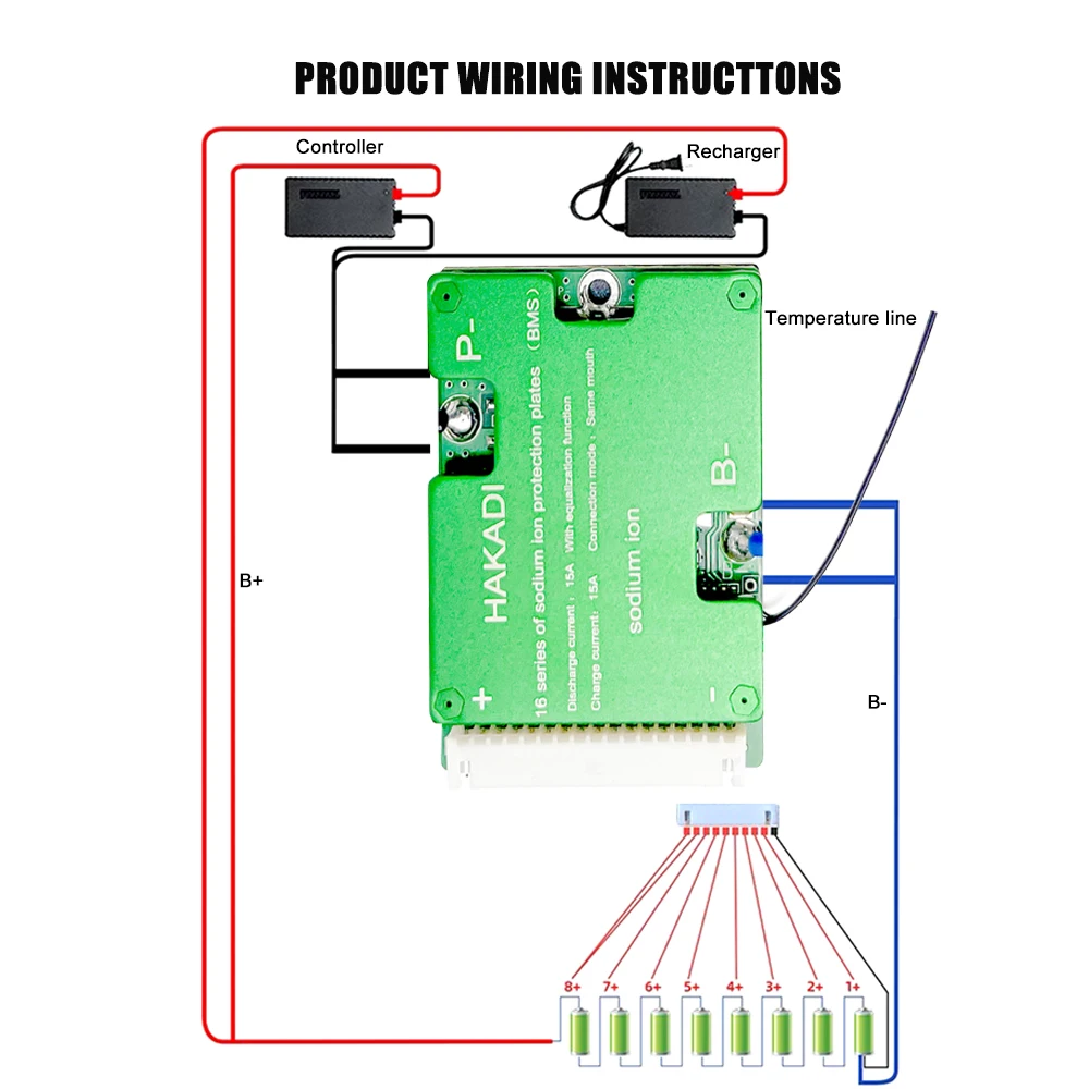 HAKADI Sodium-ion BMS 4-16S 10A 15A 20A 25A 35A 40A płyta ochronna wyważania dla DIY 12V-48V akumulator