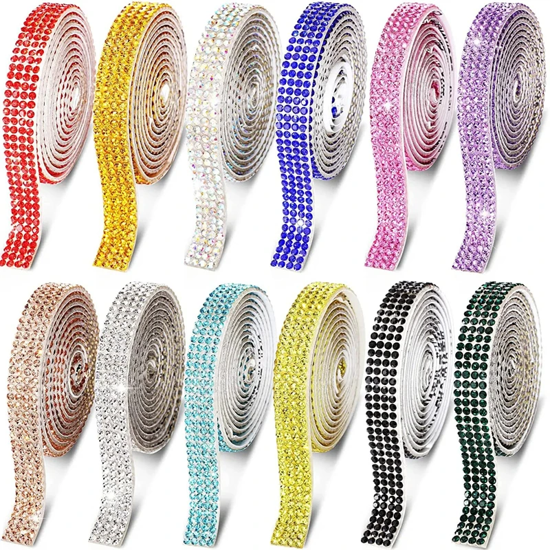 1Yard Self Adhesive Crystal Rhinestone Sticker Diamond Ribbon DIY Sticker Rhinestones Arts Crafts Clothing Hairpin Decoration