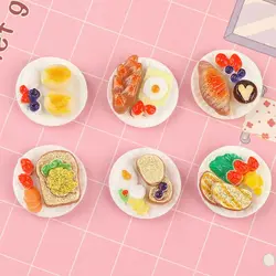 Colorful Dollhouse Miniature Simulation Food Model DIY Resin Dollhouse Decor Creative Breakfast Combination Platter