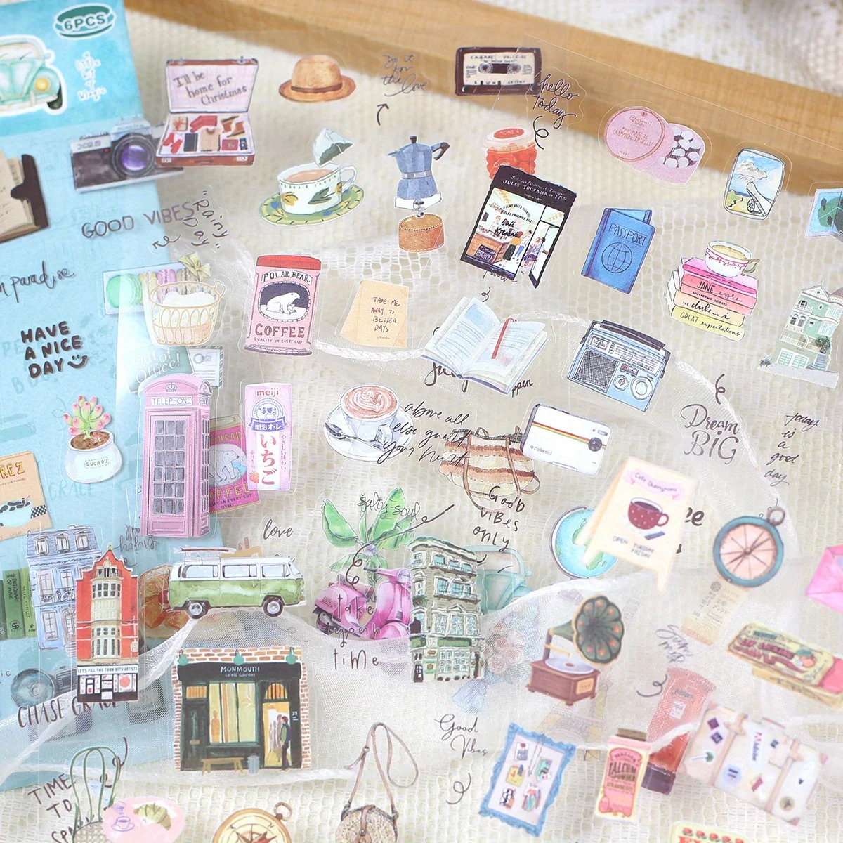 Journamm 6 أوراق خمر سجل القصاصات ملصق غير المرغوب فيه مجلة لوازم ملصقات الزخرفية DIY بها بنفسك المجلات سكرابوكينغ ملصقات ديكور لتزيين الغرف