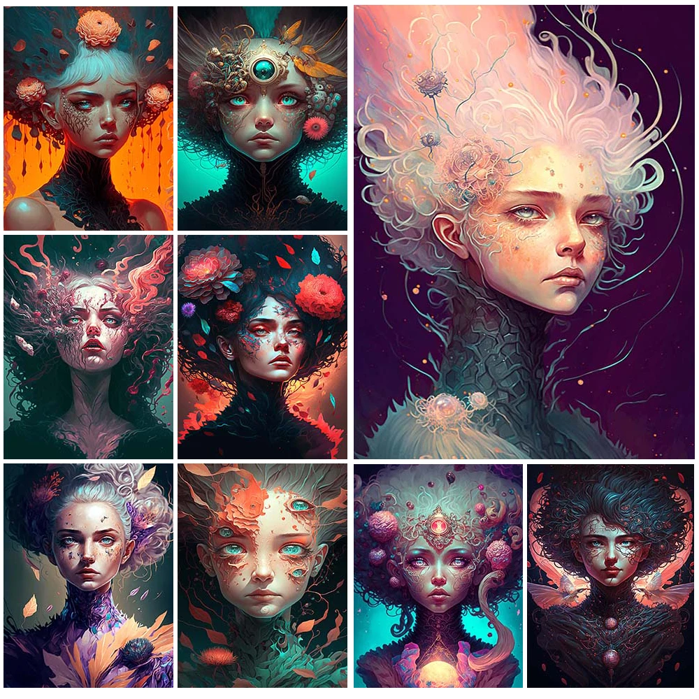 

Cartoon Flower Fairy Girl Woman Poster Abstract Wall Art Canvas Painting Home Decor Wall Pictures For Living Room Unframed