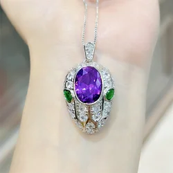 Personality Crystal Purple Snake Pattern Necklace Ring Earrings For Women Jewelry Set Trendy Silver 925 Necklace Lady Gift
