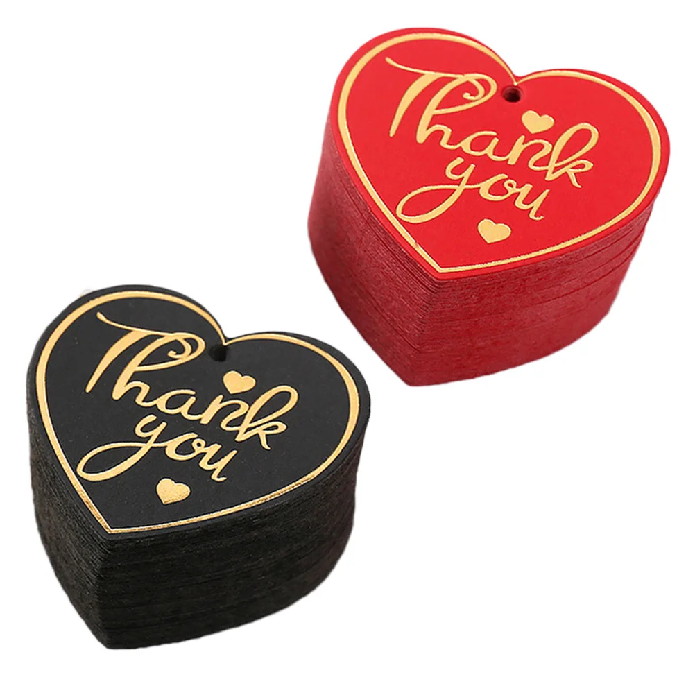 

200pcs Heart Shaped Thank You Tags Hanging Gift Labels For Wedding Favors Baking Name Cards Party Candy Bag Decor