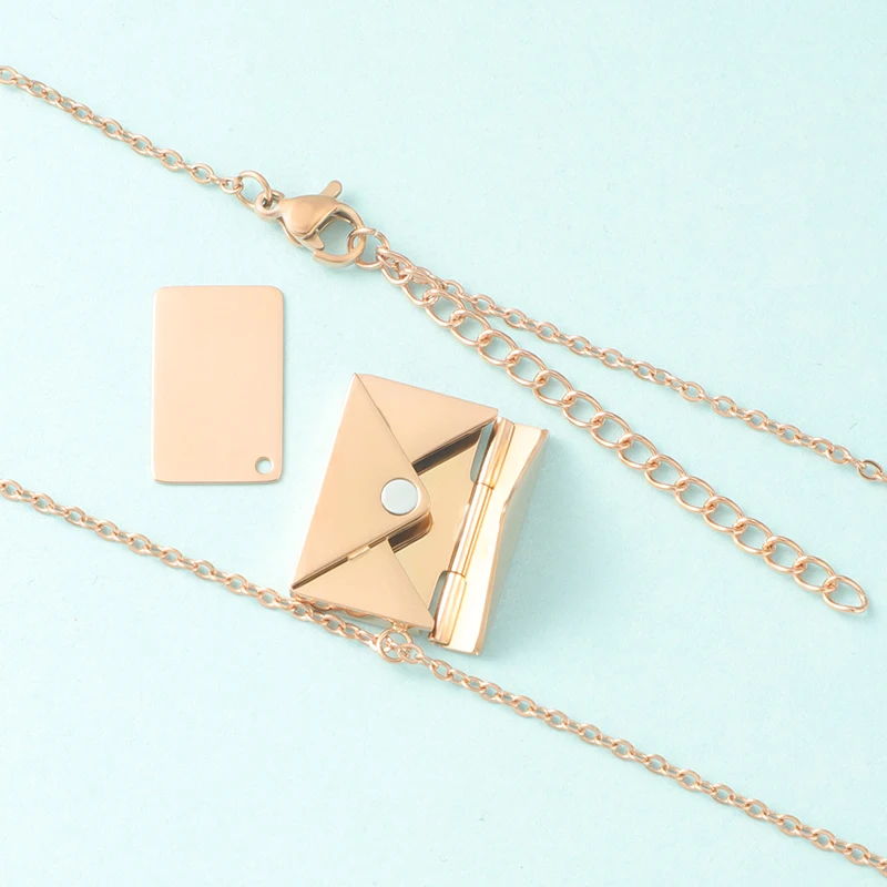 Fnixtar Detachable Envelope Pendant Necklaces Mirror Polish Stainless Steel Creative Love Letter DIY Necklace 10 PCS/lot