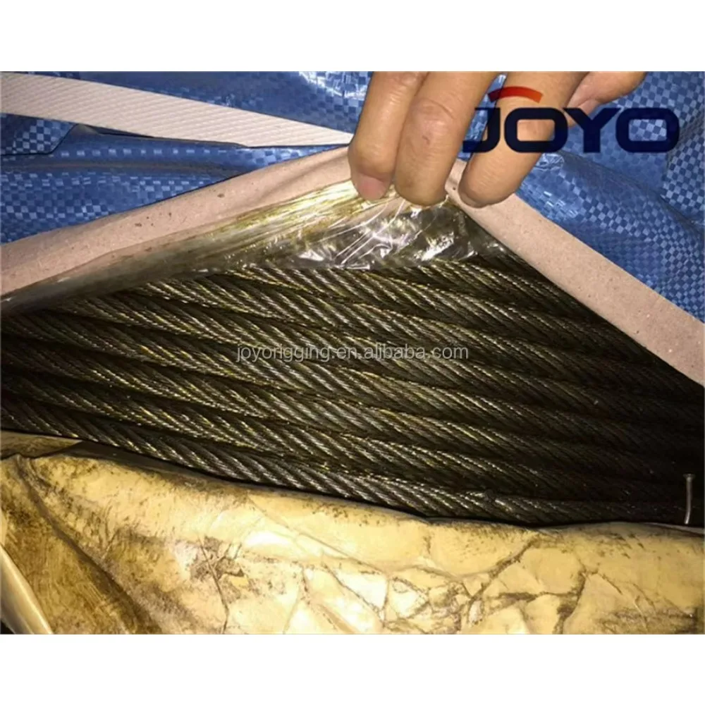 Cavo di sollevamento in acciaio per ascensore di alta qualità 8X19S + FC (nucleo di iuta) Cavo di sollevamento durevole lubrificato giallo da 12 mm per uso industriale