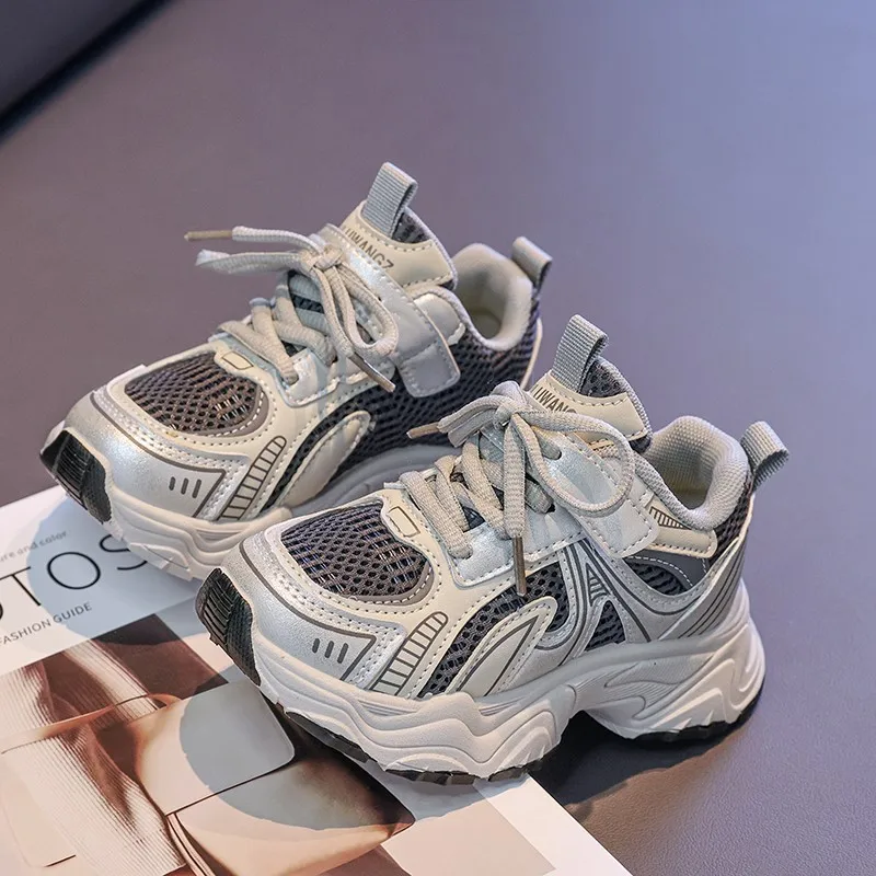 New Fashion Kids Sports Shoes for Students Trend Boys Girls Running Shoes Mesh Breathable Children Sneakers Thick Soft Sole